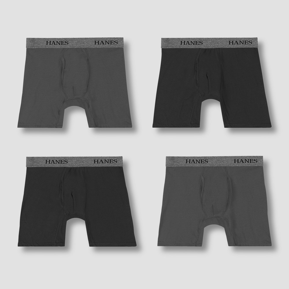 Hanes Premium Men's Stretch Boxer Briefs 4pk - Colors Vary XL, Black/Gray