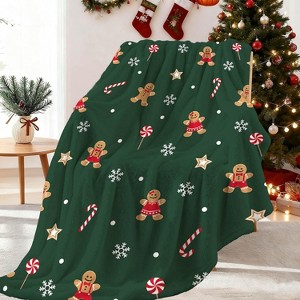 Lomsoe Green Christmas Flannel Throw Blanket Soft Cute Christmas Blanket for Couch Sofa Bed Cozy Warm Winter Xmas Holiday Blanket for Home Decor - 1 of 4