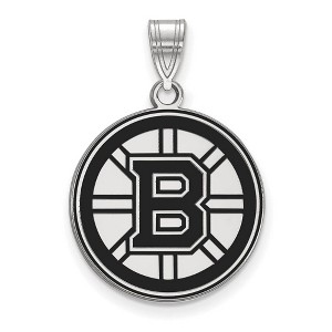 Black Bow Jewelry Sterling Silver Boston Bruins NHL Large Pendant - 1 of 3