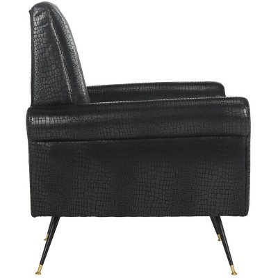 Mira Black Faux Leather Transitional Accent Chair