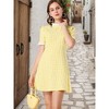Allegra K Women's Summer Ruffle Neck Lace Panel Short Sleeve Check Gingham Dress - 3 of 4