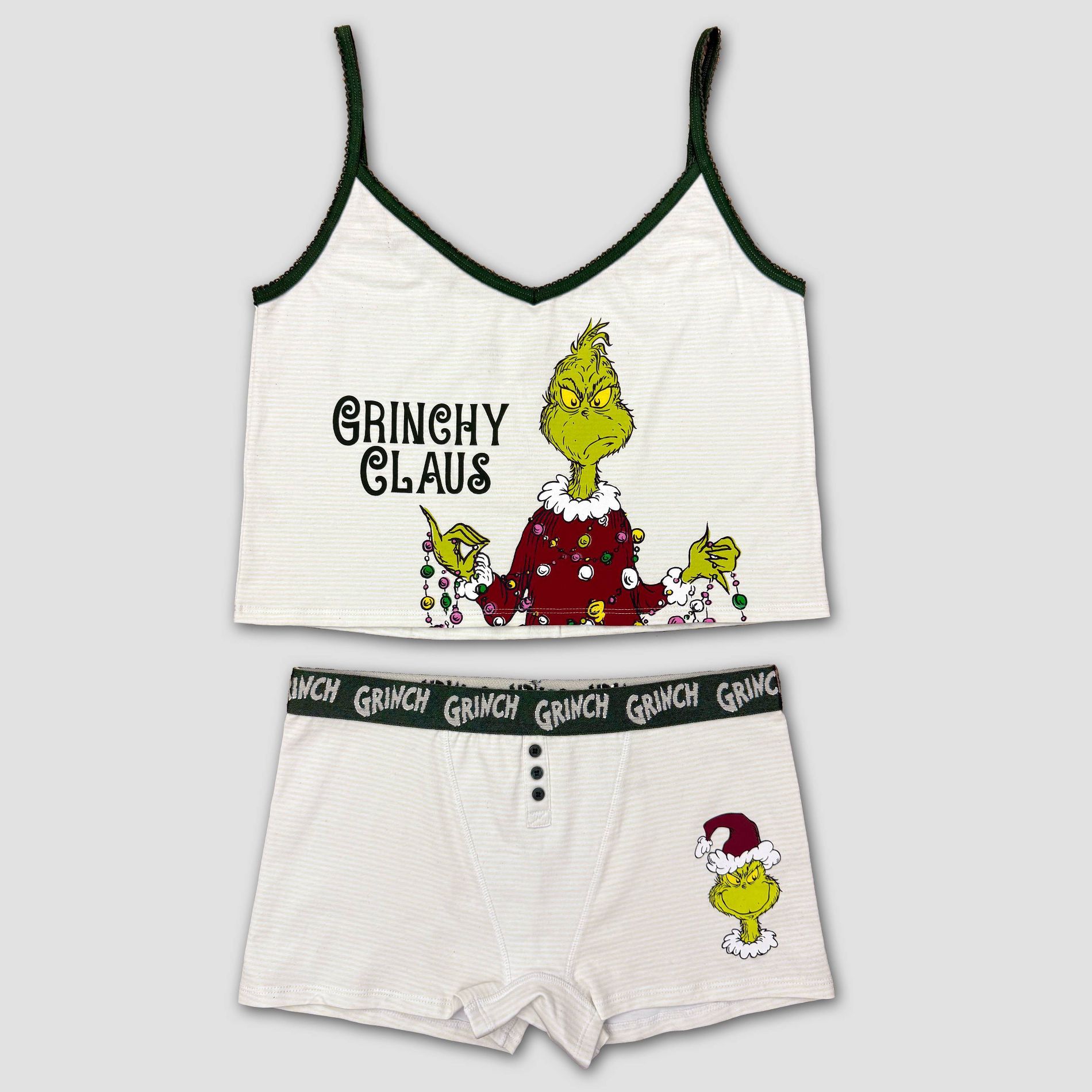 Women's How the Grinch Stole Christmas Holiday Cami & Boyshorts Set - Green