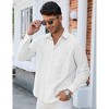 Men's Casual Cotton Linen Button Down Shirts Cuban Guayabera Shirt Long Sleeve Summer Beach Tops - 3 of 4