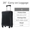 NAYSAYE Hardshell Luggage 20 Inch Lightweight ABS Carry On Suitcase with Double Spinner Wheels and TSA Lock for Travel, Black, 13.6"*8.3"*21.5" - 4 of 4