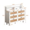 CuisinSmart 6 Drawer Dresser with USB Charging Station, Modern Rattan Wood Chest of Drawers with LED Light, Bedroom Storage Cabinet for Living Room - 2 of 4