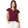INSPIRE CHIC Women's Work Business Casual Plain Cap Sleeve Blouse - 2 of 4