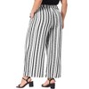Agnes Orinda Women's Plus Size Boho Palazzo Elastic Waist Stripe Wide Leg Lounge Pants with Pocket - 4 of 4