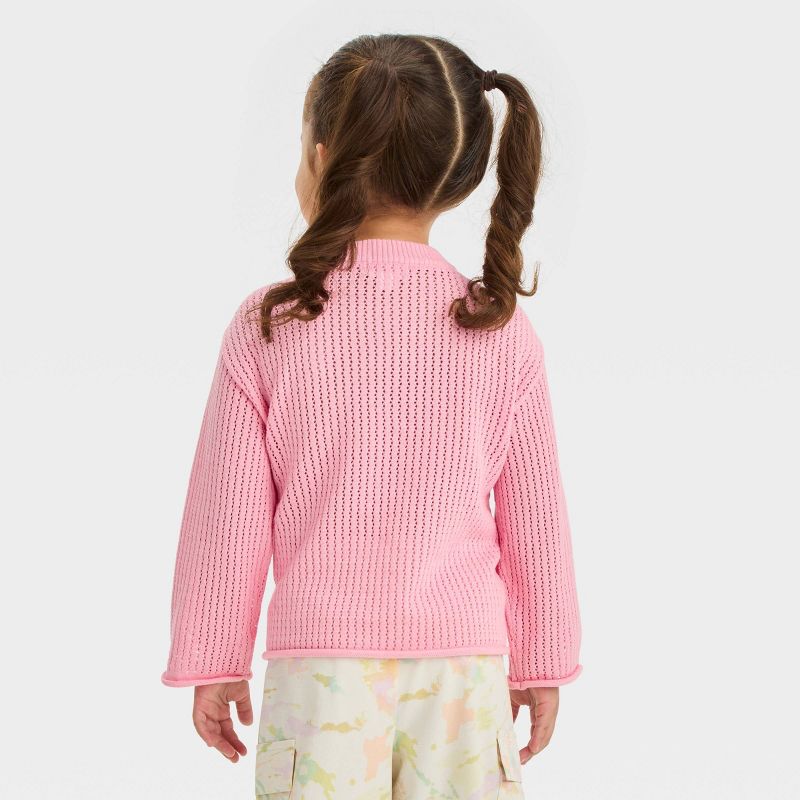 Grayson Mini Toddler Girls' Open Weave Layering Sweater, 2 of 4