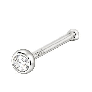 Jewelry Avalanche 22G 14K Gold Bezel-set Diamond Ball-end Nose Stud - 1 of 4