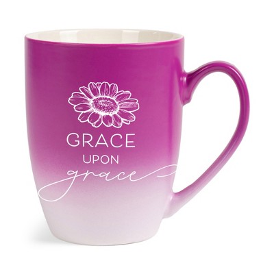 Elanze Designs Grace Upon Grace Two Toned Ombre Matte Pink and White 12 ounce Ceramic Stoneware Coffee Cup Mug