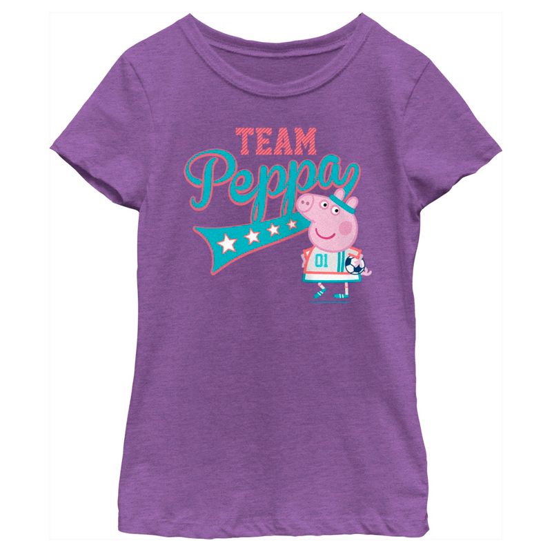 Girl's Peppa Pig Team Peppa Soccer T-Shirt, 1 of 5