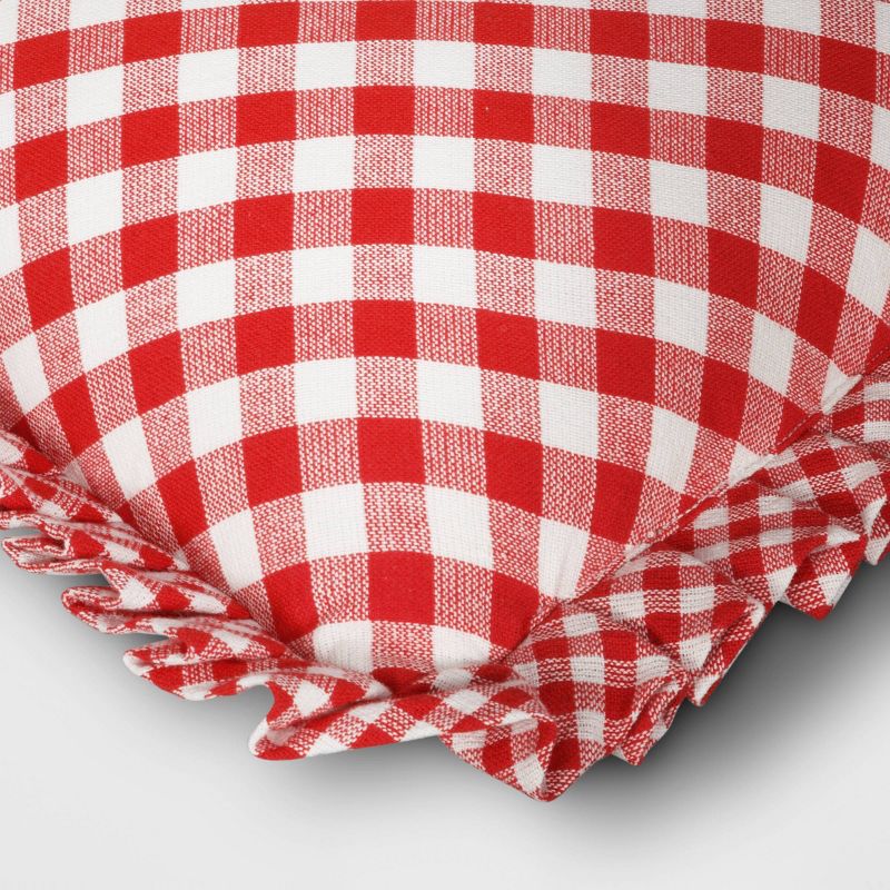 Shaped Woven Gingham Heart Throw Pillow with Ruffled Trim Red/Ivory - Threshold&#8482;, 5 of 12
