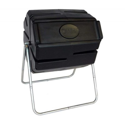 FCMP Outdoor Portable 37 Gallon 1 Piece Tumbling Composter Bin for Soil, Black