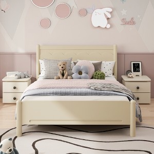 GDFStudio Pansy Wood Platform Bed Frame with Headboard - 1 of 4