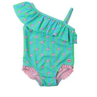 RuffleButts Girls One Shoulder Ruffle One Piece