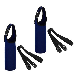 Unique Bargains Neoprene Insulated Removable Shoulder Straps Water Bottle Sling Bags 2.64"x7.28" 2 Pcs Navy Blue - 1 of 4