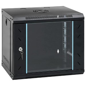 Aghana Digitals 9U Wall-Mountable Network Cabinet with Lockable Glass Door, IP20, 19" Equipment - 1 of 4