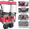 Naysaye Planters Folding Wagon Cart Telescopic Handle Foot Brakes Adjustable for Outdoor Garden Beach, Red, 35.4"*19.7"*44.5" - 4 of 4