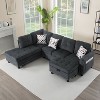 MAYEERTY 94.5 Inch L-Shaped Sectional - Solid Wood & Iron Frame, Storage Ottoman, Built-in Cup Holders - 3 of 4