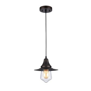 Chloe Lighting Manette Industrial-Style 1 Light Rubbed Bronze Ceiling Mini Pendant 9" Shade - 1 of 2