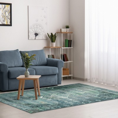 Kermin Blue 39"x59" Flat Woven Synthetic Indoor/Outdoor Rug