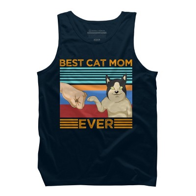 Men's Design By Humans Best Cat Mom Ever Retro Stripes By shirtpublic Tank Top