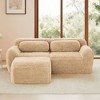 80.3 inch Light Khaki Plush Fabric Boneless Sofa With Throw Pillows and Ottoman 32D High Density Sponge for Living Rooms - 2 of 4