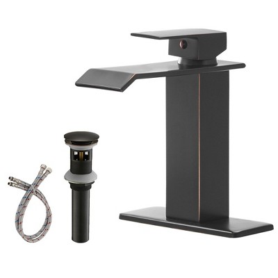 Oil Rubbed Bronze Modern Waterfall Single Hole Bathroom Faucet