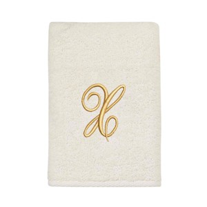 Avanti  Ivory with Gold Script Monogram Hand Towel Letter   X - 1 of 3