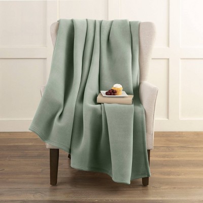 Luxurious Moss Green Fleece Full/Queen Blanket - Lightweight and Reversible