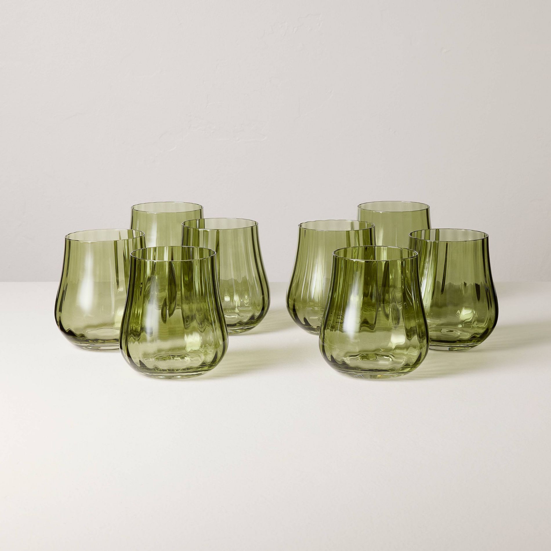 Set of 8 14oz Short Water Glasses Green - Hearth & Hand™ with Magnolia
