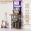 HDZNVF Record Player Stand With Extended Desktop,Large Record Player Table With Vinyl Storage,Turntable Stand，Brown - 3 of 4