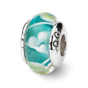 Black Bow Jewelry Blue and Yellow Glass Sterling Silver Bead Charm - 1 of 3