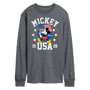 Men's - Disney - Mickey Waving Flag USA Long Sleeve Graphic T-Shirt - 1 of 4