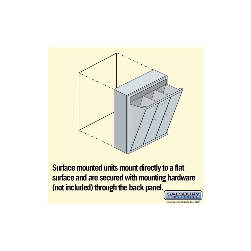 Salsbury Industries Vertical Mailbox - 3 Doors - Aluminum - Surface Mounted - USPS Access, 5 of 6