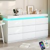 Dyoney 9-drawer vanity with power socket and LED lights, spacious storage cabinet, charging dock - 2 of 4