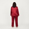 Anna-Kaci Lounge Women's PLus Size 2-Piece Set Satin Button-Up Pajama Top and Relaxed Fit Pants with Contrast Piping Trim - 4 of 4