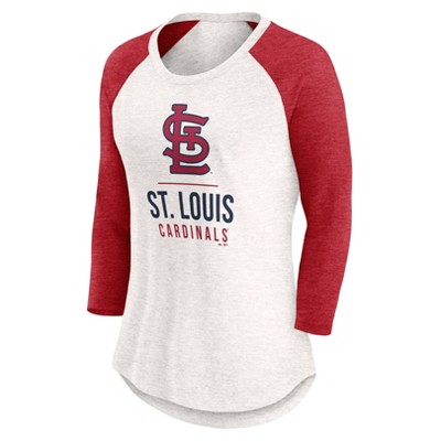 MLB St. Louis Cardinals Women's White 3/4 Sleeve Fashion T-Shirt