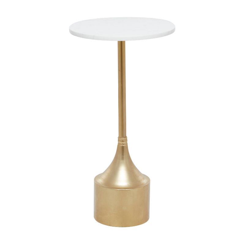 Contemporary Metal and Marble Pedestal Accent Table Gold - Olivia &#38; May, 4 of 8