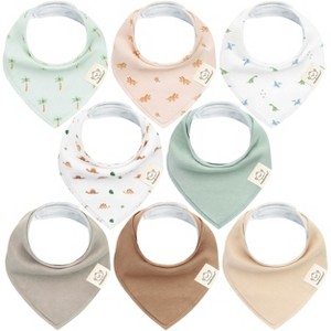 8pk Organic Baby Bandana Bibs, Baby Drool Bibs for Baby Boy, Girl, Baby Bibs for Infant, Newborn - 1 of 4