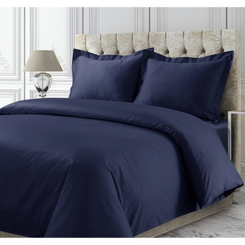 Cotton Sateen Duvet Cover Set 220 x 240 cm Blue HARMONRIDGE