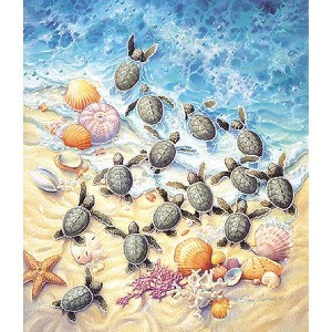 Sunsout Green Turtle Hatchlings 550 pc   Jigsaw Puzzle SV45501 - 1 of 4