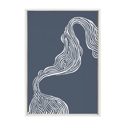 Rich Blue Abstract River Framed Canvas Wall Art