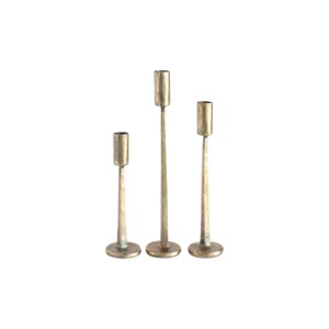 Slickblue Iron Candle Stand Set of 3, Hand-Forged Weighted Taper Holders, Modern Brass or Black Finish - 1 of 3