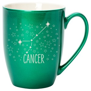 100 North Zodiac 10 Ounce Emerald Green Metallic Finish, Comfortably Fits Your Hands, New Bone China Coffee Tea Cup Mug, Cancer - 1 of 1