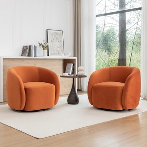 SEYNAR Modern Glam Velvet Upholstered 360 Degree Swivel Accent Armchair Set of 2 - 1 of 4