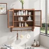 LunaLulinlk 24.8"Glass Door Vintage Double Door Wall Cabinet with Three Tiers of Storage with Towel Rack - 2 of 4