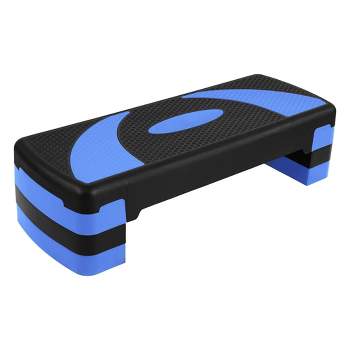 BalanceFrom Fitness Lightweight Portable Adjustable Height Workout Aerobic Stepper Step Platform Trainer with Raisers, Black/Blue
