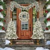 SKRAN Artificial Christmas Tree 4-Piece Set Garland, Wreath And Set of 2 Entrance X-mas Trees, Hinged Xmas Tree For Holiday Decoration - 2 of 4