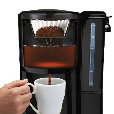 Hamilton Beach Brewstation w/res Coffee 47900: 12-Cup Drip Coffee Maker, Black, Dishwasher-Safe Parts, 950W, Basket Filter